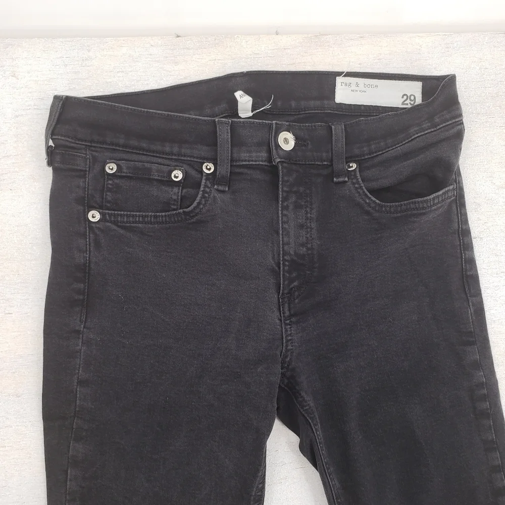 Rag & bone women US 29 black jeans ankle skinny raw hem zipper fly Modal blend